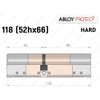 Циліндр ABLOY PROTEC-2 HARD 118 мм (52Hx66), ключ-ключ