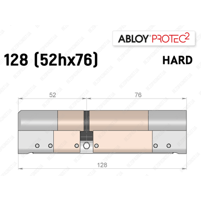 Циліндр ABLOY PROTEC-2 HARD 128 мм (52Hx76), ключ-ключ
