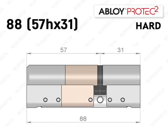 Цилиндр ABLOY PROTEC-2 HARD 88 мм (57Hx31), ключ-ключ