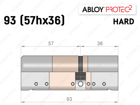 Цилиндр ABLOY PROTEC-2 HARD 93 мм (57Hx36), ключ-ключ
