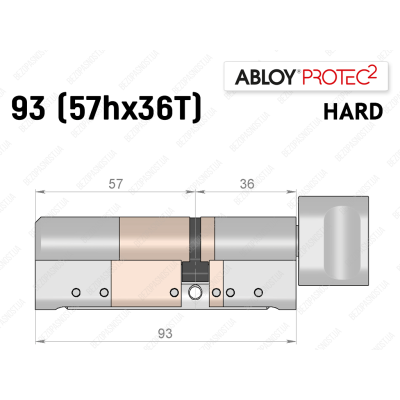 Цилиндр ABLOY PROTEC-2 HARD 93 мм (57Hx36T), с тумблером