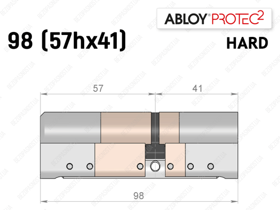 Цилиндр ABLOY PROTEC-2 HARD 98 мм (57Hx41), ключ-ключ