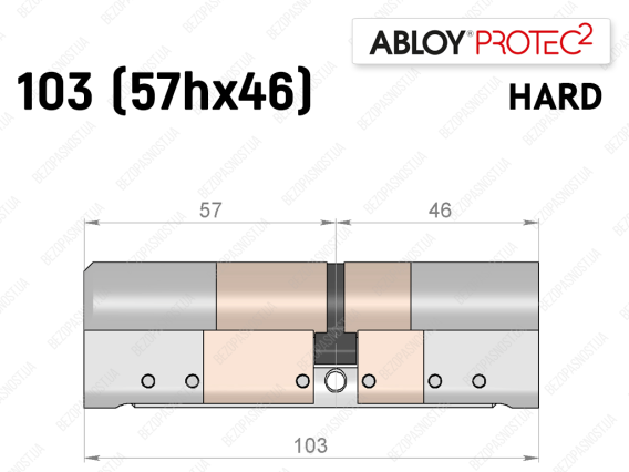 Циліндр ABLOY PROTEC-2 HARD 103 мм (57Hx46), ключ-ключ