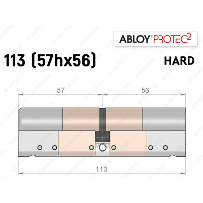 Циліндр ABLOY PROTEC-2 HARD 113 мм (57Hx56), ключ-ключ