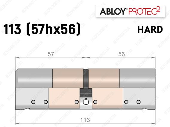 Цилиндр ABLOY PROTEC-2 HARD 113 мм (57Hx56), ключ-ключ