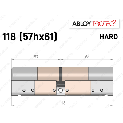 Циліндр ABLOY PROTEC-2 HARD 118 мм (57Hx61), ключ-ключ