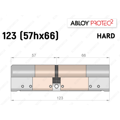 Циліндр ABLOY PROTEC-2 HARD 123 мм (57Hx66), ключ-ключ