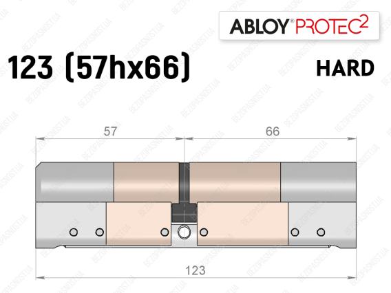 Цилиндр ABLOY PROTEC-2 HARD 123 мм (57Hx66), ключ-ключ