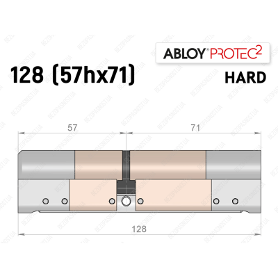 Циліндр ABLOY PROTEC-2 HARD 128 мм (57Hx71), ключ-ключ