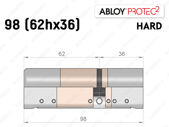 Цилиндр ABLOY PROTEC-2 HARD 98 мм (62Hx36), ключ-ключ