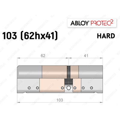 Цилиндр ABLOY PROTEC-2 HARD 103 мм (62Hx41), ключ-ключ