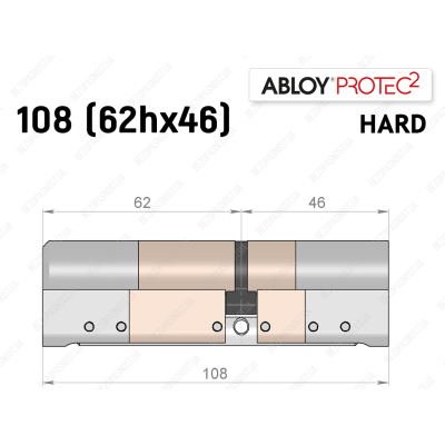 Цилиндр ABLOY PROTEC-2 HARD 108 мм (62Hx46), ключ-ключ