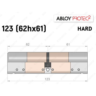 Циліндр ABLOY PROTEC-2 HARD 123 мм (62Hx61), ключ-ключ