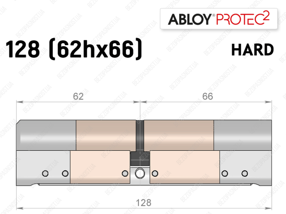 Цилиндр ABLOY PROTEC-2 HARD 128 мм (62Hx66), ключ-ключ