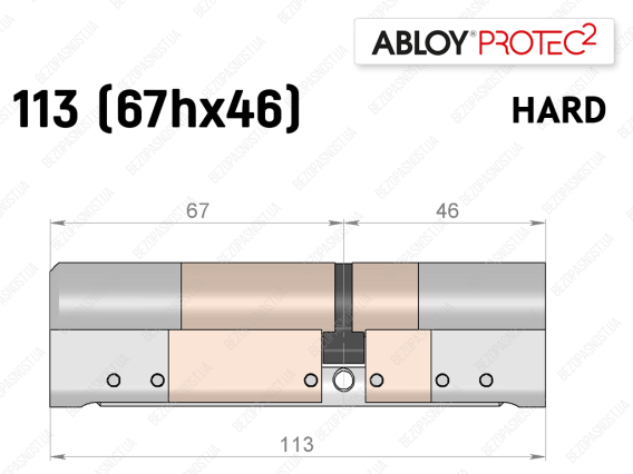 Циліндр ABLOY PROTEC-2 HARD 113 мм (67Hx46), ключ-ключ