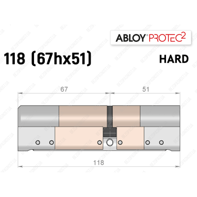 Циліндр ABLOY PROTEC-2 HARD 118 мм (67Hx51), ключ-ключ