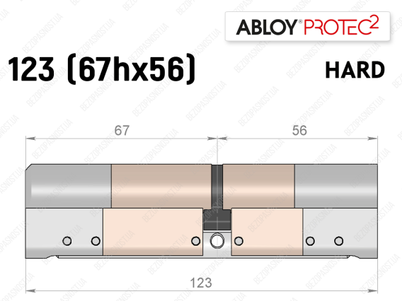 Цилиндр ABLOY PROTEC-2 HARD 123 мм (67Hx56), ключ-ключ