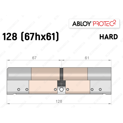 Циліндр ABLOY PROTEC-2 HARD 128 мм (67Hx61), ключ-ключ