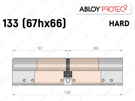 Цилиндр ABLOY PROTEC-2 HARD 133 мм (67Hx66), ключ-ключ