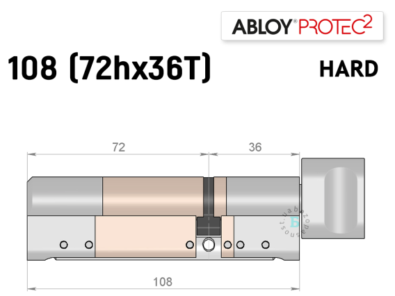 Цилиндр ABLOY PROTEC-2 HARD 108 мм (72Hx36T), с тумблером