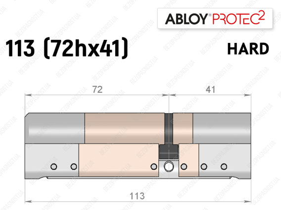 Цилиндр ABLOY PROTEC-2 HARD 113 мм (72Hx41), ключ-ключ