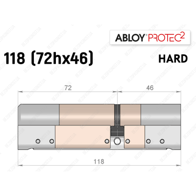 Циліндр ABLOY PROTEC-2 HARD 118 мм (72Hx46), ключ-ключ