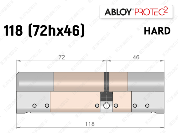 Цилиндр ABLOY PROTEC-2 HARD 118 мм (72Hx46), ключ-ключ