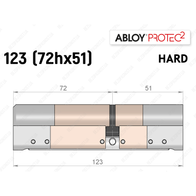Циліндр ABLOY PROTEC-2 HARD 123 мм (72Hx51), ключ-ключ