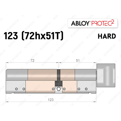 Циліндр ABLOY PROTEC-2 HARD 123 мм (72Hx51T), з тумблером