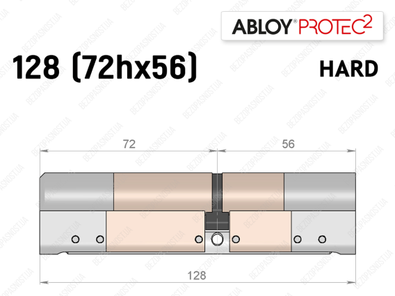 Цилиндр ABLOY PROTEC-2 HARD 128 мм (72Hx56), ключ-ключ