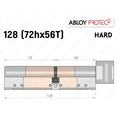 Цилиндр ABLOY PROTEC-2 HARD 128 мм (72Hx56T), с тумблером