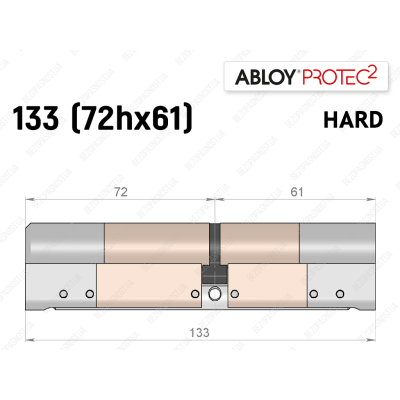Цилиндр ABLOY PROTEC-2 HARD 133 мм (72Hx61), ключ-ключ