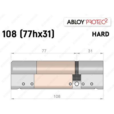 Циліндр ABLOY PROTEC-2 HARD 108 мм (77Hx31), ключ-ключ