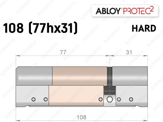 Цилиндр ABLOY PROTEC-2 HARD 108 мм (77Hx31), ключ-ключ