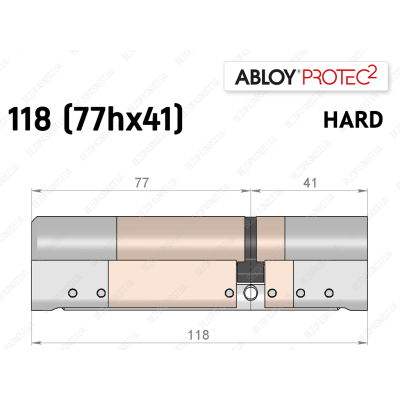 Циліндр ABLOY PROTEC-2 HARD 118 мм (77Hx41), ключ-ключ