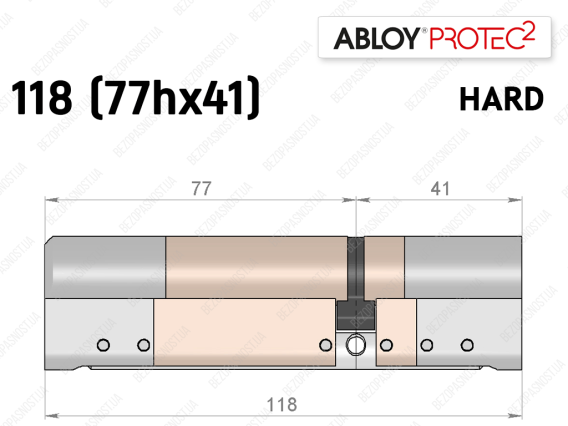 Цилиндр ABLOY PROTEC-2 HARD 118 мм (77Hx41), ключ-ключ