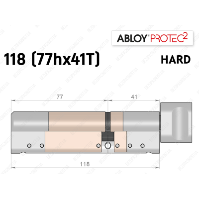 Циліндр ABLOY PROTEC-2 HARD 118 мм (77Hx41T), з тумблером