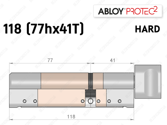 Цилиндр ABLOY PROTEC-2 HARD 118 мм (77Hx41T), с тумблером