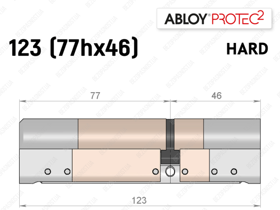 Цилиндр ABLOY PROTEC-2 HARD 123 мм (77Hx46), ключ-ключ