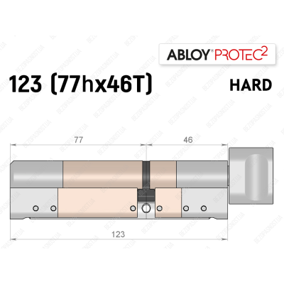 Циліндр ABLOY PROTEC-2 HARD 123 мм (77Hx46T), з тумблером