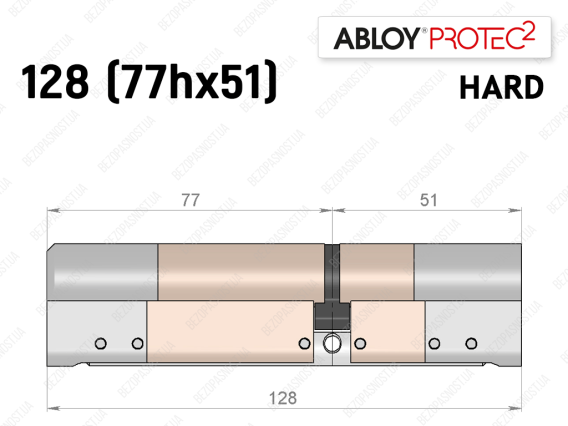Цилиндр ABLOY PROTEC-2 HARD 128 мм (77Hx51), ключ-ключ