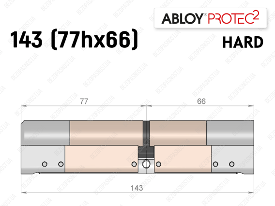 Цилиндр ABLOY PROTEC-2 HARD 143 мм (77Hx66), ключ-ключ