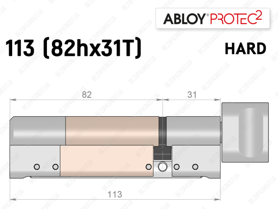 Цилиндр ABLOY PROTEC-2 HARD 113 мм (82Hx31T), с тумблером