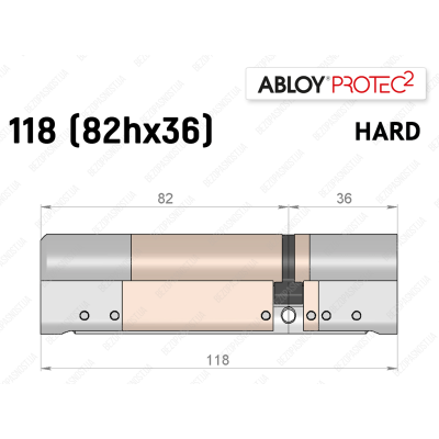 Циліндр ABLOY PROTEC-2 HARD 118 мм (82Hx36), ключ-ключ