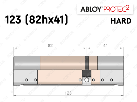 Цилиндр ABLOY PROTEC-2 HARD 123 мм (82Hx41), ключ-ключ