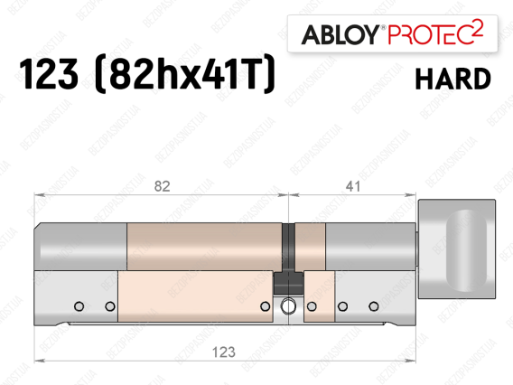 Циліндр ABLOY PROTEC-2 HARD 123 мм (82Hx41T), з тумблером