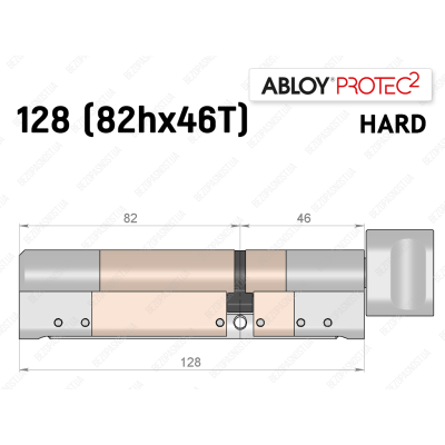 Цилиндр ABLOY PROTEC-2 HARD 128 мм (82Hx46T), с тумблером