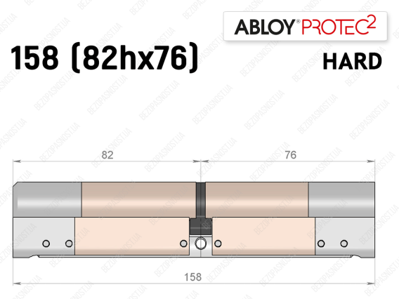 Циліндр ABLOY PROTEC-2 HARD 158 мм (82Hx76), ключ-ключ