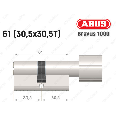 Цилиндр ABUS BRAVUS 1000 Compact, с тумблером, 60 мм (30х30Т)