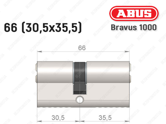 Циліндр ABUS BRAVUS 1000 Compact, ключ-ключ, 65 мм (30х35)